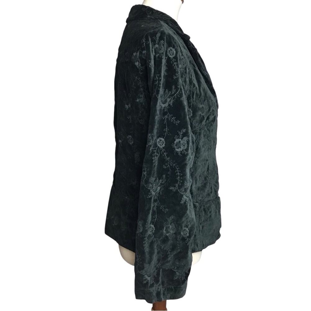 CP Shades Dark Green Velvet Long Sleeve Peplum Fall Winter Coat Jacket Blazer L - Picture 7 of 13
